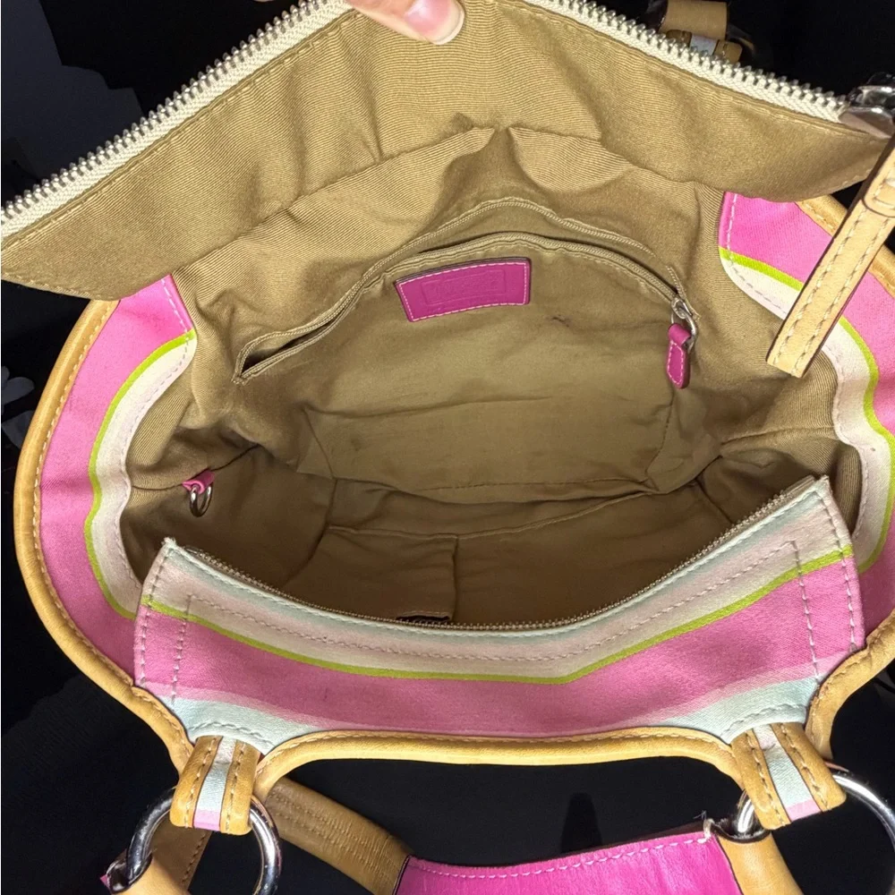 Coach Striped Pink SoHo Hampton Bag - Picture 5 of 6
